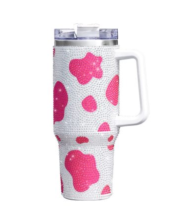 Cow Bling Custom Stanley Quencher 40Oz Stainless Steel Tumbler With Handle