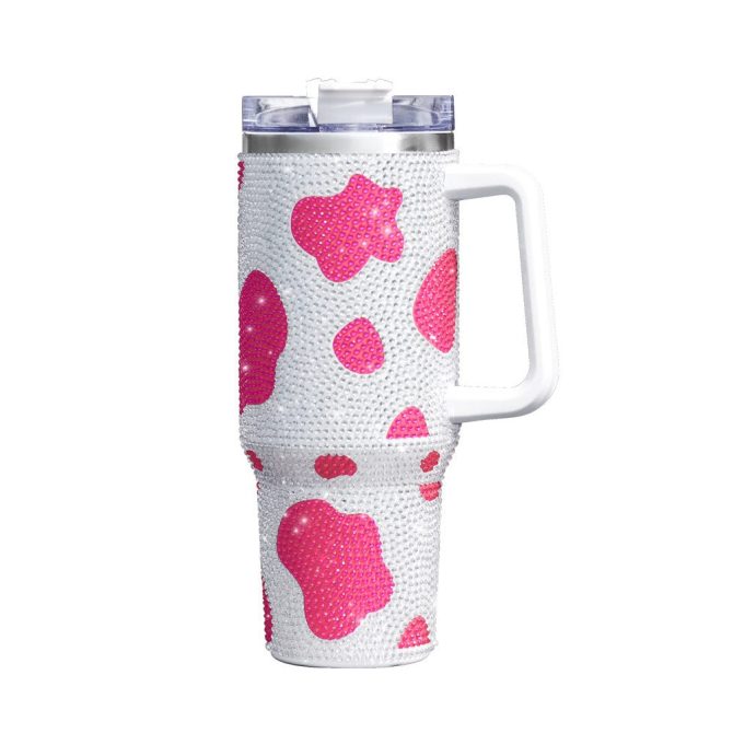 Cow Bling Custom Stanley Quencher 40Oz Stainless Steel Tumbler With Handle
