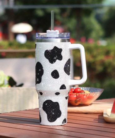 Cow Bling Custom Stanley Quencher 40Oz Stainless Steel Tumbler With Handle