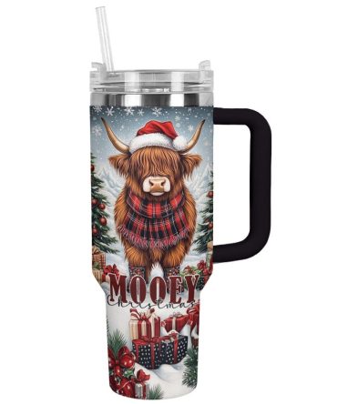 Cow Christmas Custom Stanley Quencher 40Oz Stainless Steel Tumbler With Handle