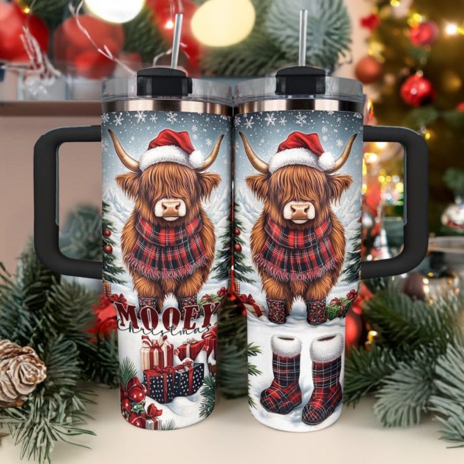 Cow Christmas Custom Stanley Quencher 40Oz Stainless Steel Tumbler With Handle - Image 3