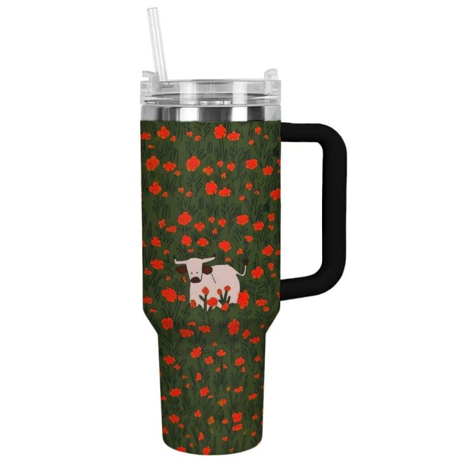 Cow Custom Stanley Quencher 40Oz Stainless Steel Tumbler With Handle - Image 2