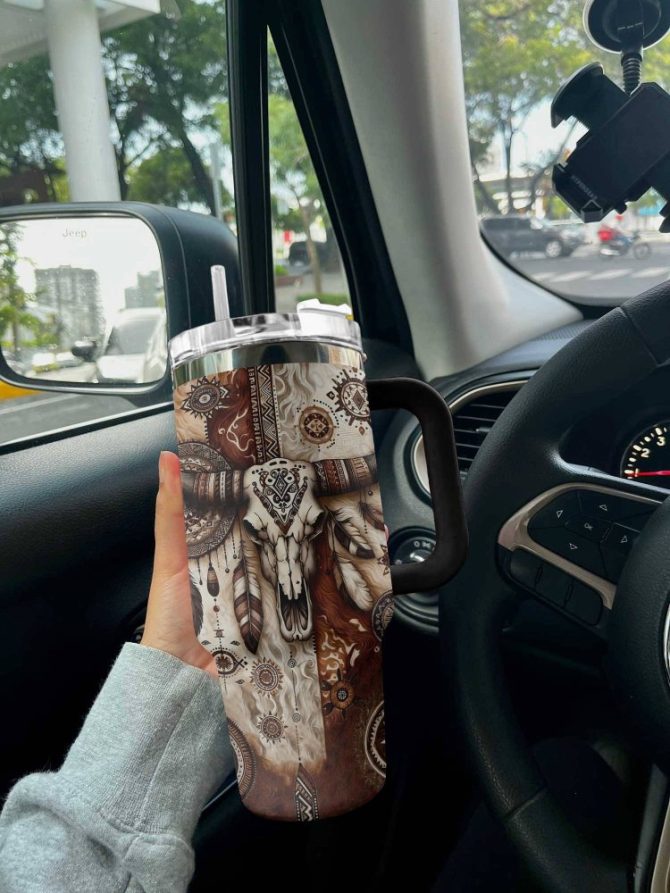Cow Custom Stanley Quencher 40Oz Stainless Steel Tumbler With Handle