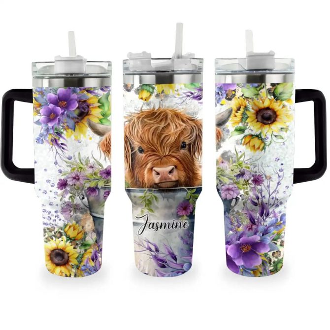 Cow Custom Stanley Quencher 40Oz Stainless Steel Tumbler With Handle - Image 2