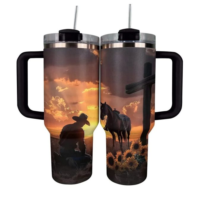 Cow Custom Stanley Quencher 40Oz Stainless Steel Tumbler With Handle