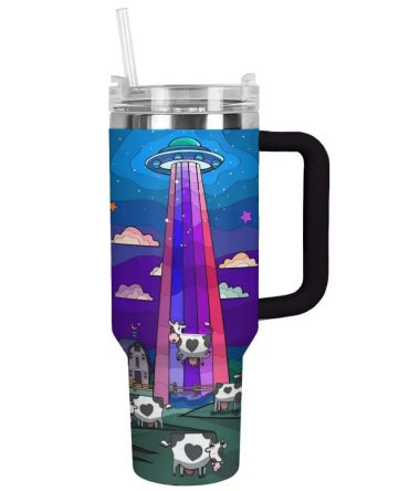 Cow Custom Stanley Quencher 40Oz Stainless Steel Tumbler With Handle