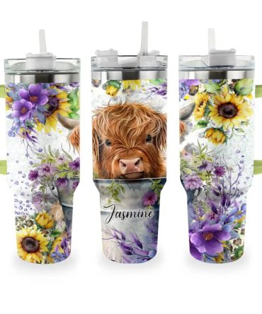 Cow Custom Stanley Quencher 40Oz Stainless Steel Tumbler With Handle
