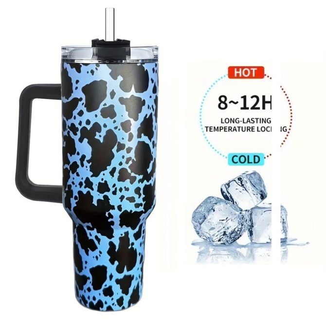 Cow Custom Stanley Quencher 40Oz Stainless Steel Tumbler With Handle