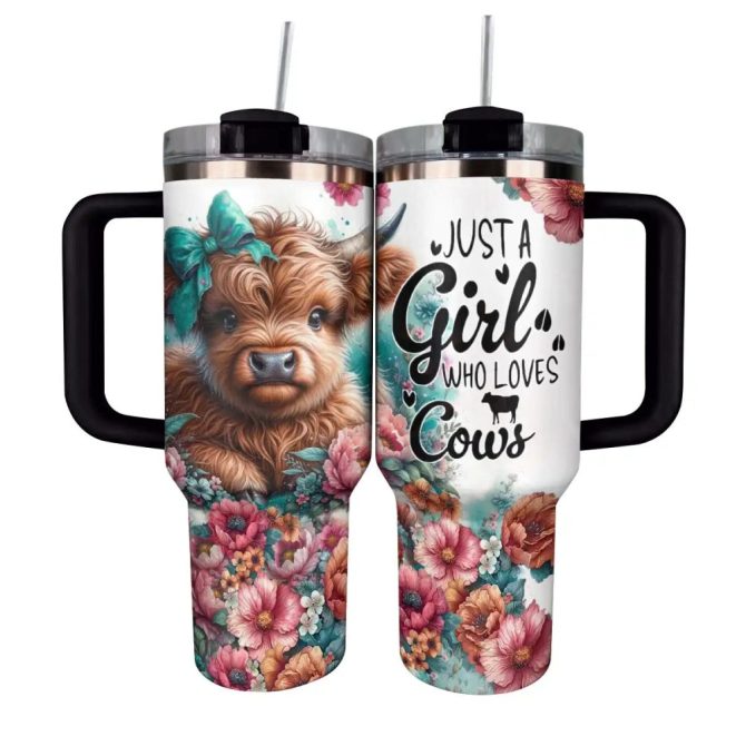 Cow Custom Stanley Quencher 40Oz Stainless Steel Tumbler With Handle - Image 2