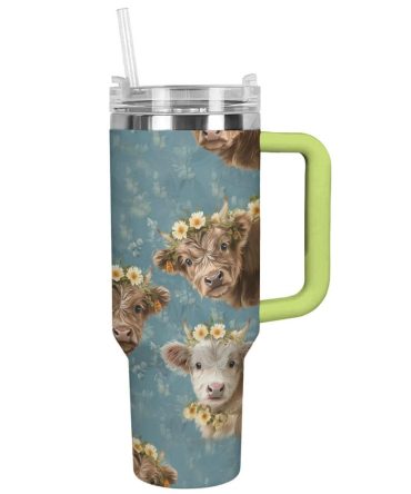 Cow Custom Stanley Quencher 40Oz Stainless Steel Tumbler With Handle