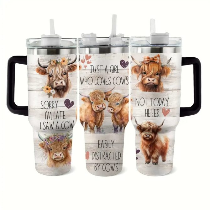 Cow Custom Stanley Quencher 40Oz Stainless Steel Tumbler With Handle - Image 2