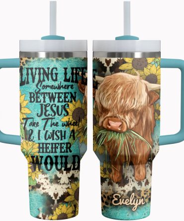 Cow Custom Stanley Quencher 40Oz Stainless Steel Tumbler With Handle