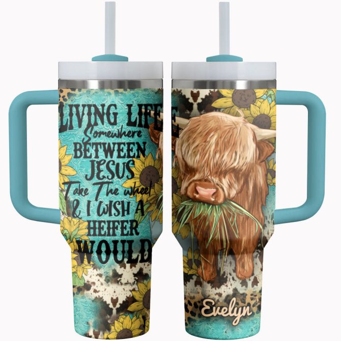 Cow Custom Stanley Quencher 40Oz Stainless Steel Tumbler With Handle - Image 2