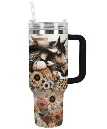 Cow Custom Stanley Quencher 40Oz Stainless Steel Tumbler With Handle