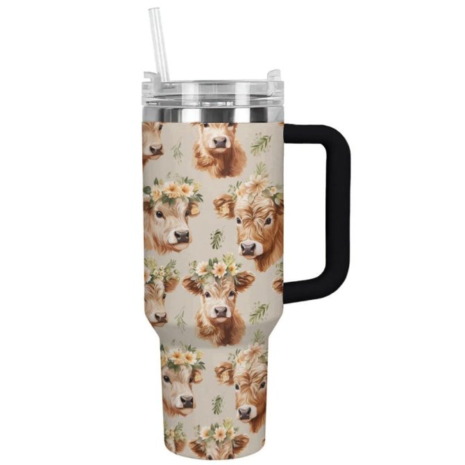 Cow Custom Stanley Quencher 40Oz Stainless Steel Tumbler With Handle - Image 2