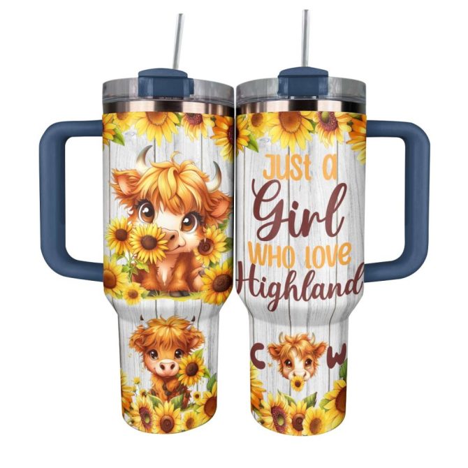 Cow Custom Stanley Quencher 40Oz Stainless Steel Tumbler With Handle
