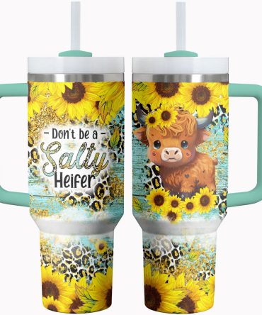 Cow Custom Stanley Quencher 40Oz Stainless Steel Tumbler With Handle