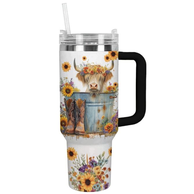 Cow Custom Stanley Quencher 40Oz Stainless Steel Tumbler With Handle - Image 2