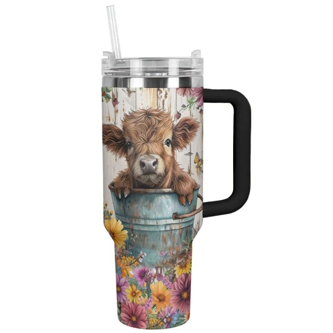 Cow Custom Stanley Quencher 40Oz Stainless Steel Tumbler With Handle - Image 2