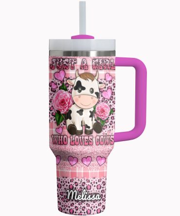 Cow Custom Stanley Quencher 40Oz Stainless Steel Tumbler With Handle