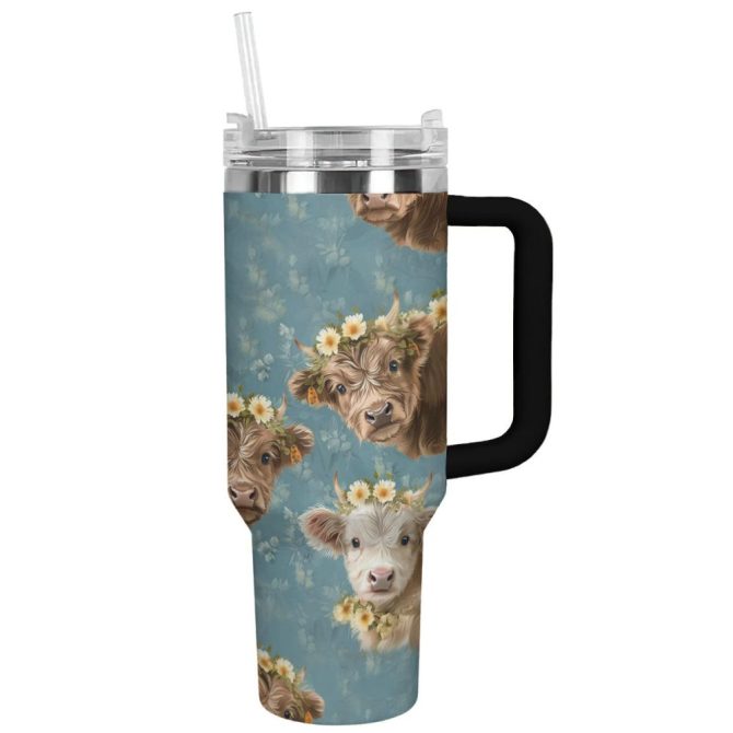 Cow Custom Stanley Quencher 40Oz Stainless Steel Tumbler With Handle - Image 2