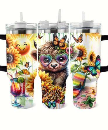Cow Custom Stanley Quencher 40Oz Stainless Steel Tumbler With Handle