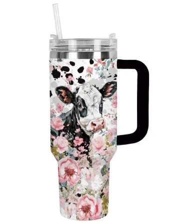 Cow Custom Stanley Quencher 40Oz Stainless Steel Tumbler With Handle