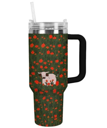 Cow Custom Stanley Quencher 40Oz Stainless Steel Tumbler With Handle