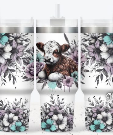 Cow Flower Custom Stanley Quencher 40Oz Stainless Steel Tumbler With Handle