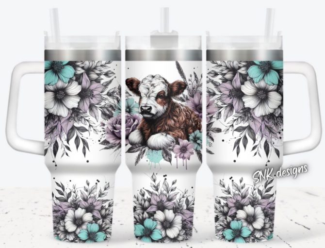 Cow Flower Custom Stanley Quencher 40Oz Stainless Steel Tumbler With Handle