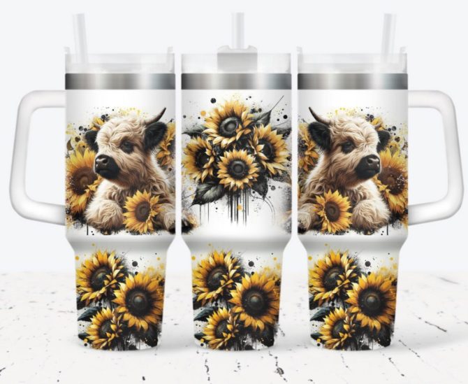 Cow Flower Custom Stanley Quencher 40Oz Stainless Steel Tumbler With Handle