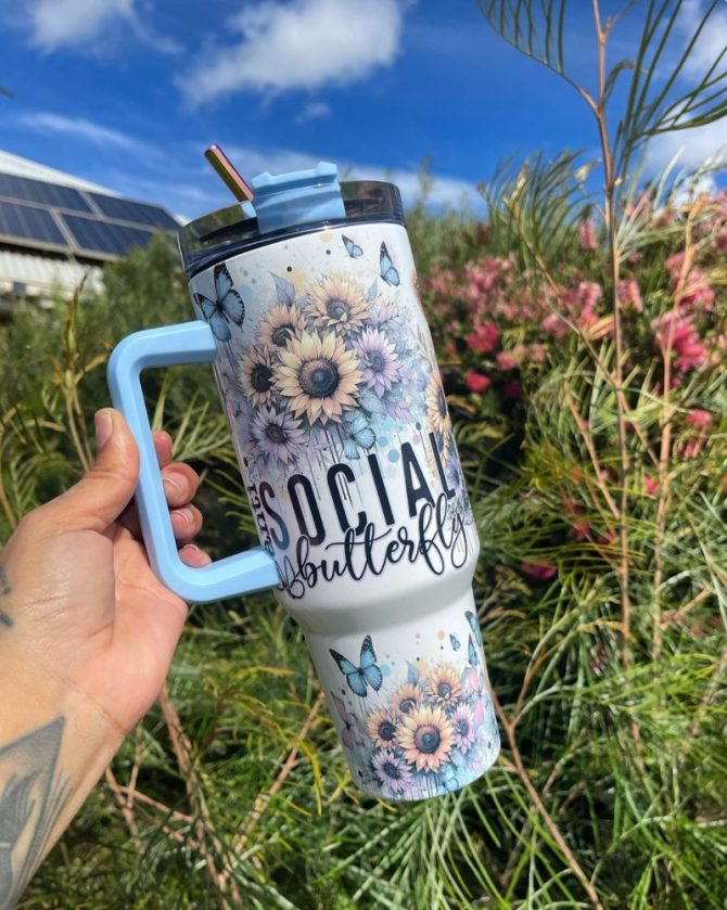 Cow Flower Custom Stanley Quencher 40Oz Stainless Steel Tumbler With Handle - Image 2
