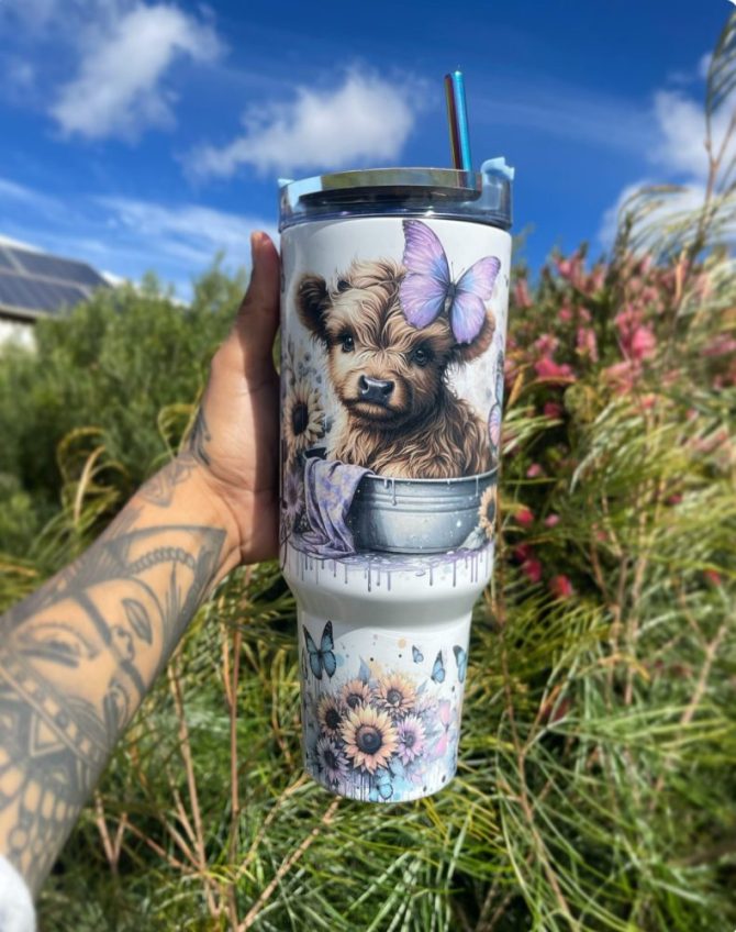 Cow Flower Custom Stanley Quencher 40Oz Stainless Steel Tumbler With Handle