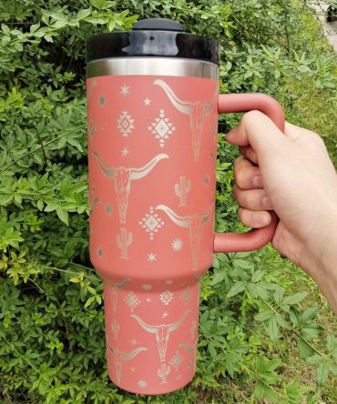 Cow Head Pattern Custom Stanley Quencher 40Oz Stainless Steel Tumbler With Handle