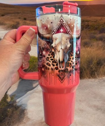 Cow Skull Custom Stanley Quencher 40Oz Stainless Steel Tumbler