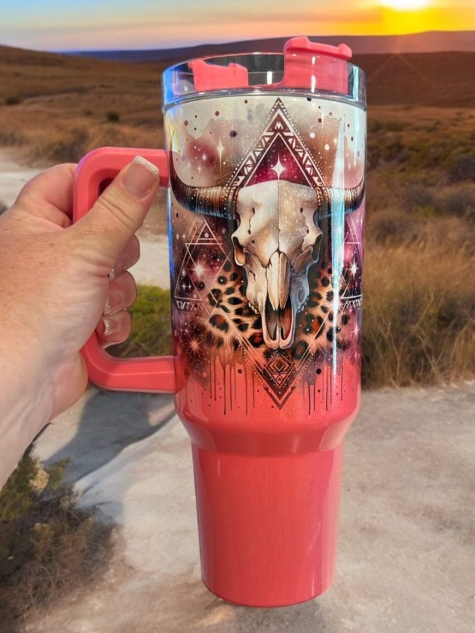 Cow Skull Custom Stanley Quencher 40Oz Stainless Steel Tumbler