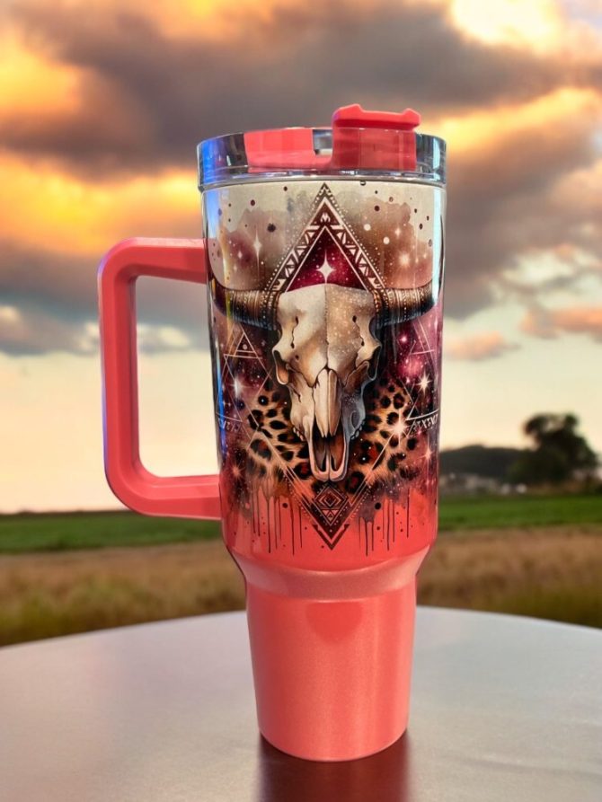 Cow Skull Custom Stanley Quencher 40Oz Stainless Steel Tumbler - Image 2