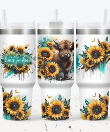 Cow Sunflower Custom Stanley Quencher 40Oz Stainless Steel Tumbler With Handle