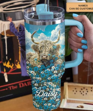 Cow With Meadow Majesty Custom Stanley Quencher 40Oz Stainless Steel Tumbler With Handle