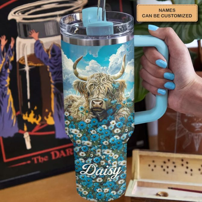 Cow With Meadow Majesty Custom Stanley Quencher 40Oz Stainless Steel Tumbler With Handle