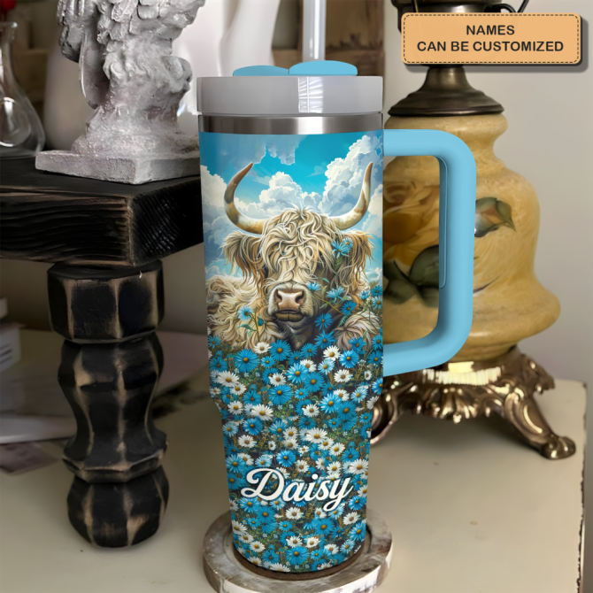 Cow With Meadow Majesty Custom Stanley Quencher 40Oz Stainless Steel Tumbler With Handle - Image 2