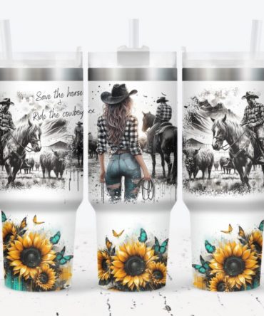 Cowboy Sunflower Custom Stanley Quencher 40Oz Stainless Steel Tumbler With Handle