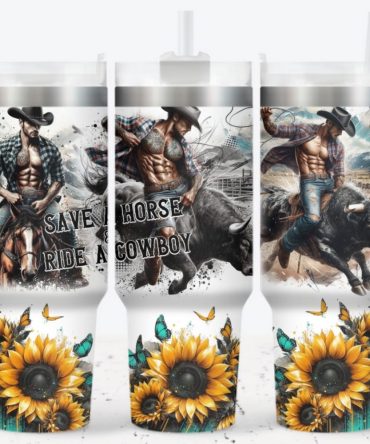Cowboy Sunflower Custom Stanley Quencher 40Oz Stainless Steel Tumbler With Handle