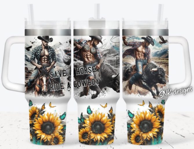 Cowboy Sunflower Custom Stanley Quencher 40Oz Stainless Steel Tumbler With Handle