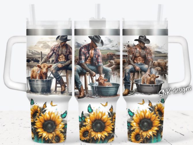 Cowboy Sunflower Custom Stanley Quencher 40Oz Stainless Steel Tumbler With Handle