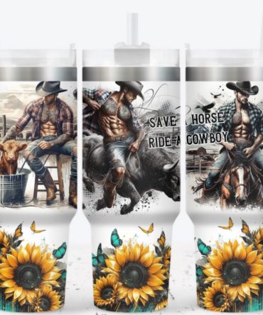 Cowboy Sunflower Custom Stanley Quencher 40Oz Stainless Steel Tumbler With Handle