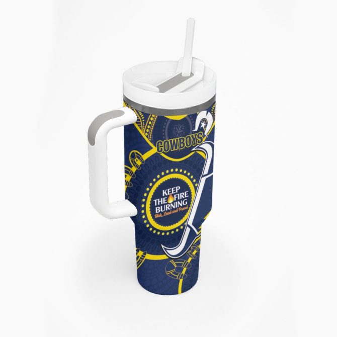 Cowboys Naidoc Week Nrl Custom Stanley Quencher 40Oz Stainless Steel Tumbler - Image 3