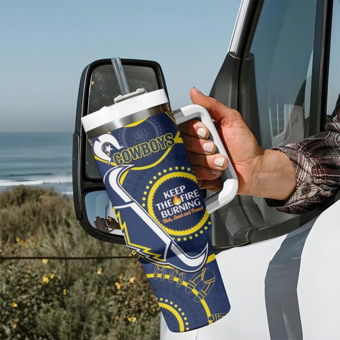 Cowboys Naidoc Week Nrl Custom Stanley Quencher 40Oz Stainless Steel Tumbler - Image 8