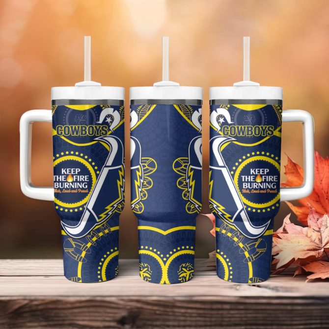 Cowboys Naidoc Week Nrl Custom Stanley Quencher 40Oz Stainless Steel Tumbler - Image 5