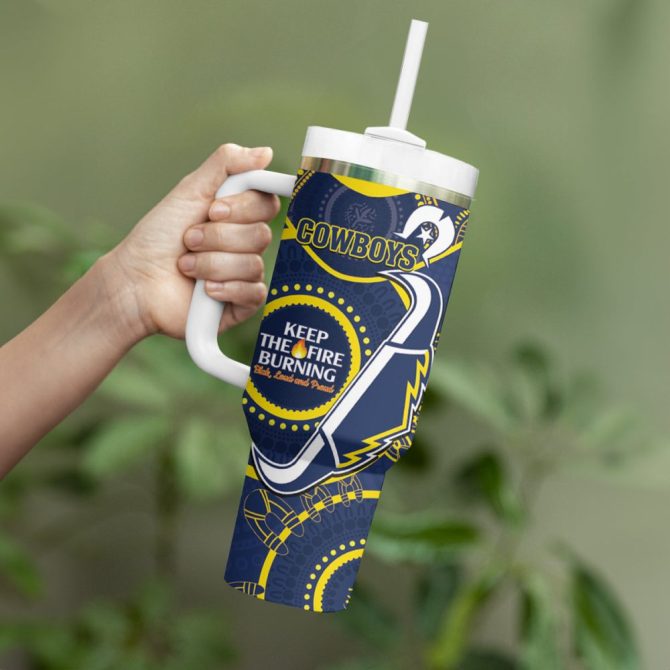 Cowboys Naidoc Week Nrl Custom Stanley Quencher 40Oz Stainless Steel Tumbler - Image 4
